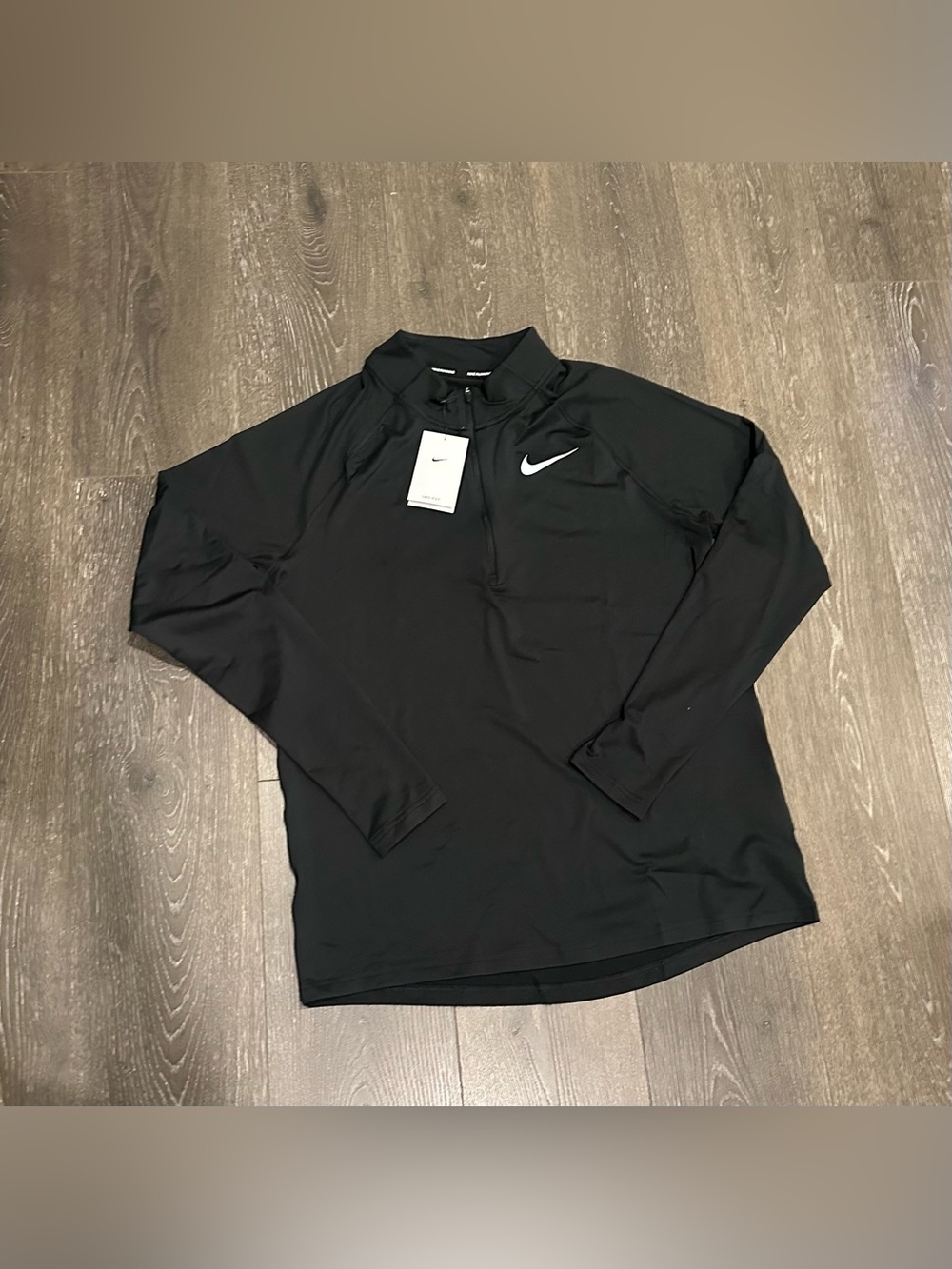 Nike DriFit Black Long-Sleeve Quarter Zip Performance Top Mens Size Large